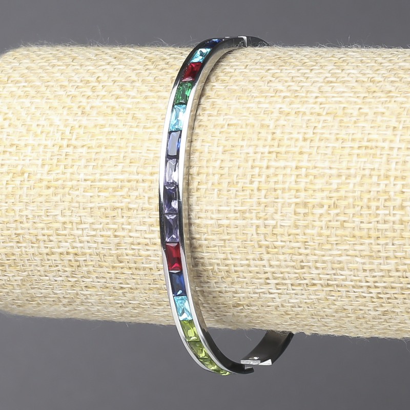 Pulsera Xuping rodio con cristales multicolores