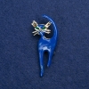 ¡Liquidación! Broche Gatita en metal dorado, esmalte y cristales de strass 45×40 mm +