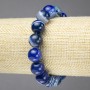 Pulsera elástica de ágata ojo azul, bolas lisas de 12 mm de diámetro+