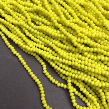 Cuentas de cristal checo en hilo amarillo mate, facetadas en forma de rondel, diámetro 3×2,5 mm + -, longitud 36-38 cm +