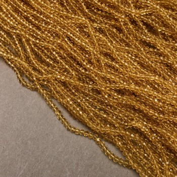 Cuentas de cristal checo en hilo ámbar dorado translúcidas facetadas tipo rondel, diámetro 3x2,5 mm, largo 36 cm +