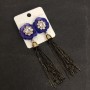 Pendientes Kytytsi Flor morada con cadenas, longitud 90 mm