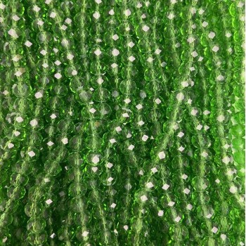 Cuentas de cristal checo en hilo verde transparente facetado — rondel, diámetro 6×5 mm + -, longitud 39 cm +