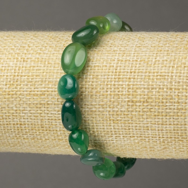 Pulsera elástica de ágata verde facetada, diámetro 8×12 mm (±)