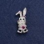 Broche «Conejito» de metal plateado y strass 42×19 mm +