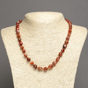 Collar de cornalina natural facetada, diámetro 8×10 mm, longitud 48–50 cm aprox.