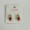 Pendientes Xuping con piedras rojas y cristales blancos, 8×15 mm, baño de oro 18K