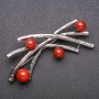 Broche grande Acento con cornalina, metal gris 70×32 mm