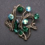 Broche grande Acento con cristales verdes camaleón