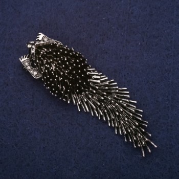 Broche 'Erizo Puercoespín' 75×23 mm, metal plateado oscuro