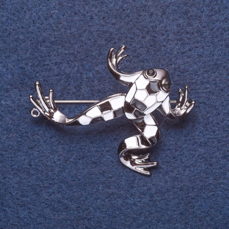Broche «Sapo Dominó» plateado 4×4 cm