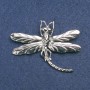 Broche libélula de metal plateado 75x55 mm +
