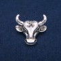 Broche Cabeza de Toro en metal plateado 34x35 mm