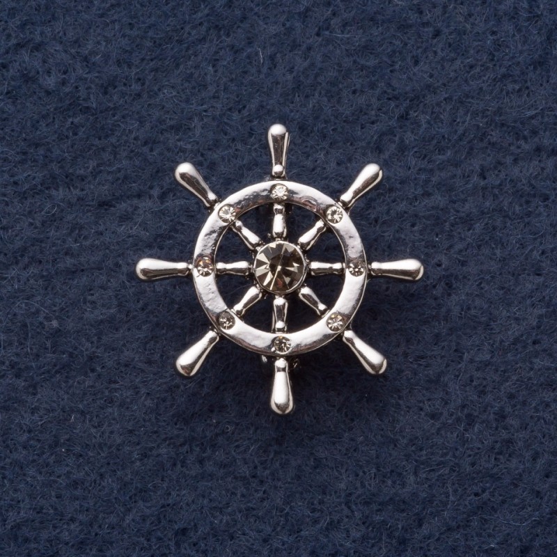 Broche «Timón», diámetro 3 cm, metal gris