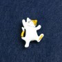 Broche Gato plateado con metal y esmalte 25×22 mm +