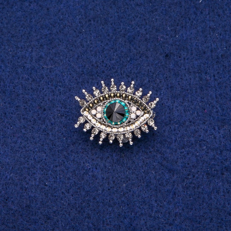 Broche Ojo con strass 21×26 mm, metal plateado