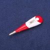Broche-colgante «Term%C3%B3metro» con esmalte rojo y blanco, metal dorado 15×58 mm
