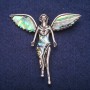 Broche Ángel con incrustación de Haliotis, metal plateado 59×60 mm