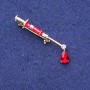 Broche en forma de jeringa con cristal rojo 10×45 mm