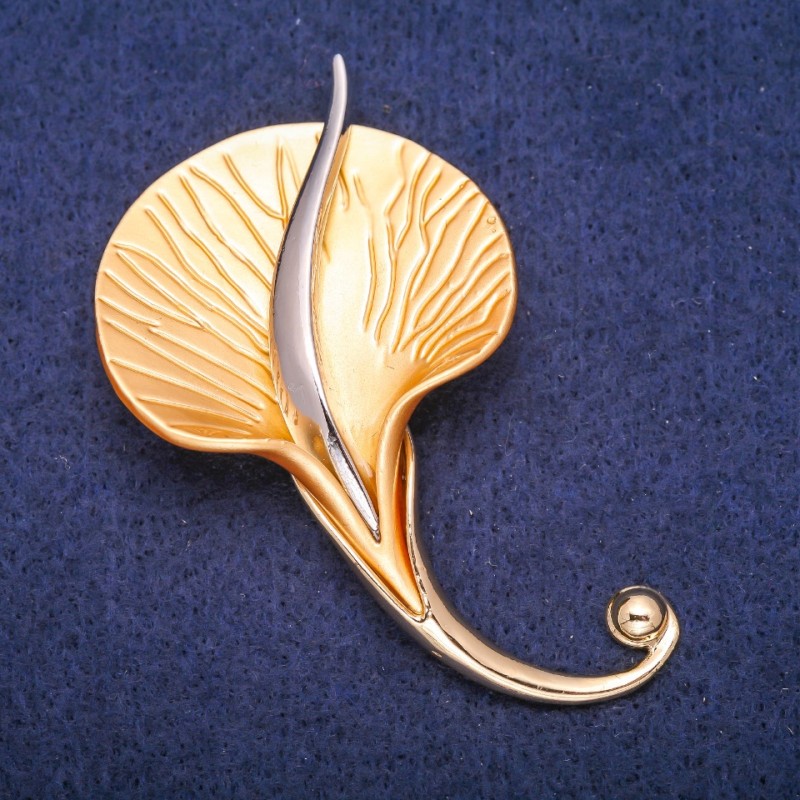 Broche Flor dorado y plateado de metal 40×66 mm