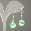 Pendientes de piedra natural «ojo de gato» verde, diámetro 10 mm+-, longitud 31 mm+-