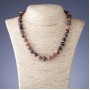 Collar de rodonita, diámetro 10 mm, hilo de 46–48 cm+