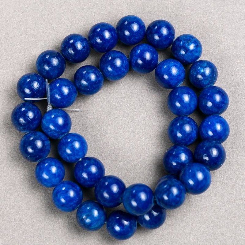 Cuentas en hilo Lapislázuli (acrílico artificial), bolas lisas, diámetro 12 mm, longitud 40 cm ±