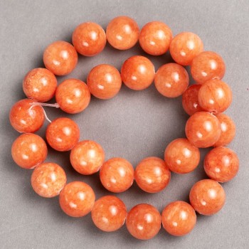Abalorios en hilo «Citrino» (acrílico) — bolas lisas, diámetro 14,5 mm, longitud 39 cm ±
