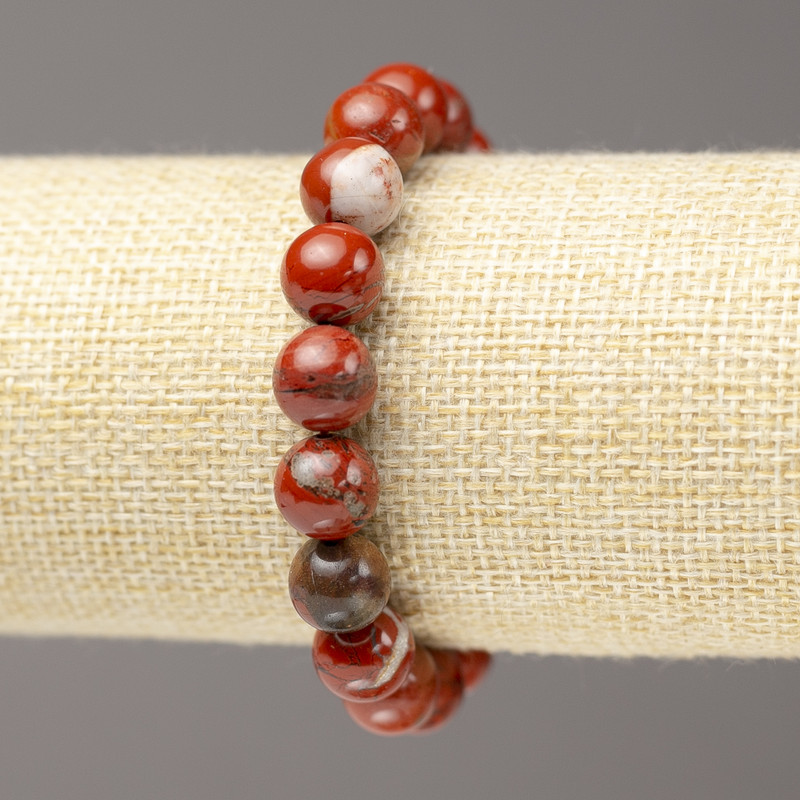 Pulsera elástica de jaspe rojo, diámetro 10 mm, longitud 18 cm+