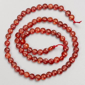 Cuentas de cornalina en forma de moneda facetada en hilo, diámetro 5×3,5 mm, longitud 38 cm+