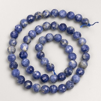 Cuentas de sodalita de piedra natural, bola facetada en hilo, diámetro 7 mm ±, longitud 39 cm ±