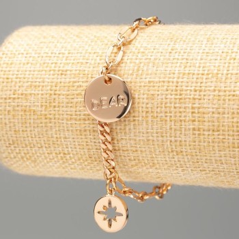 Pulsera Xuping Baño de oro 18K "Querido" con trenzado tipo escamas, longitud 18–21 cm, espesor 4 mm+