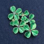 Broche Hojas verdes con strass y metal dorado