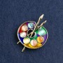 Broche Paleta, esmalte multicolor, metal dorado 46×34 mm