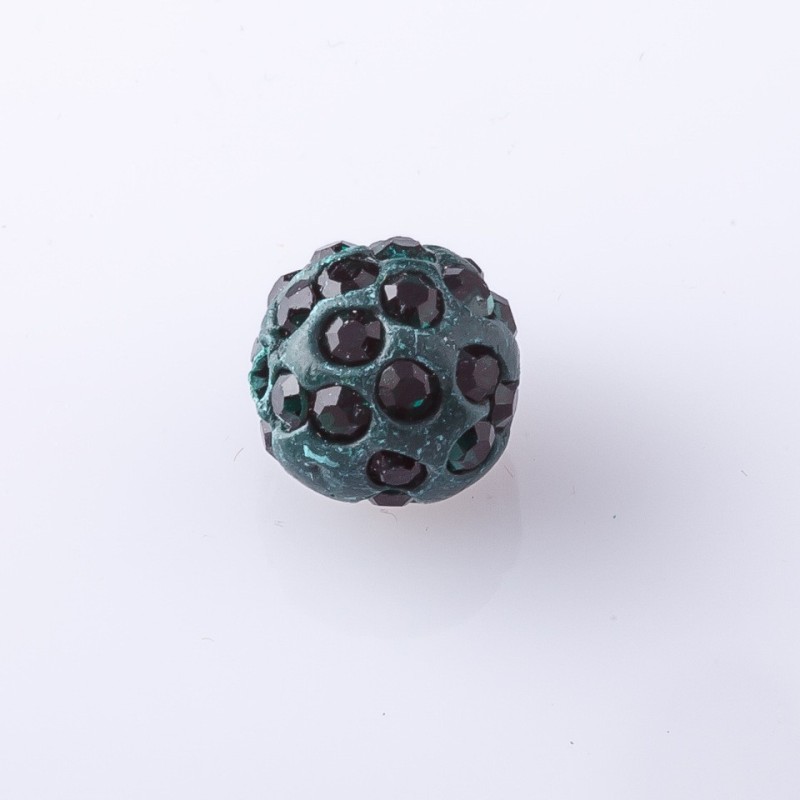 Cuentas Shamballa, diámetro 10 mm, verde oscuro, presentación 9 uds