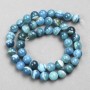 Cuentas de ágata azul, bolas lisas de 8 mm en hilo, longitud 38 cm ±