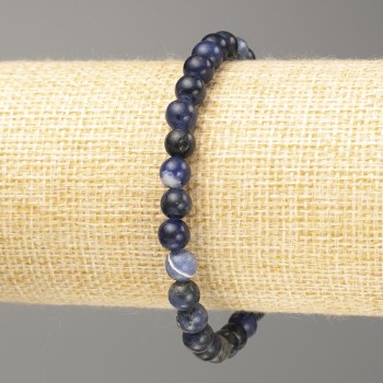 Pulsera de sodalita natural con cuentas lisas de 6 mm de diámetro, longitud 18 cm (hilo elástico)