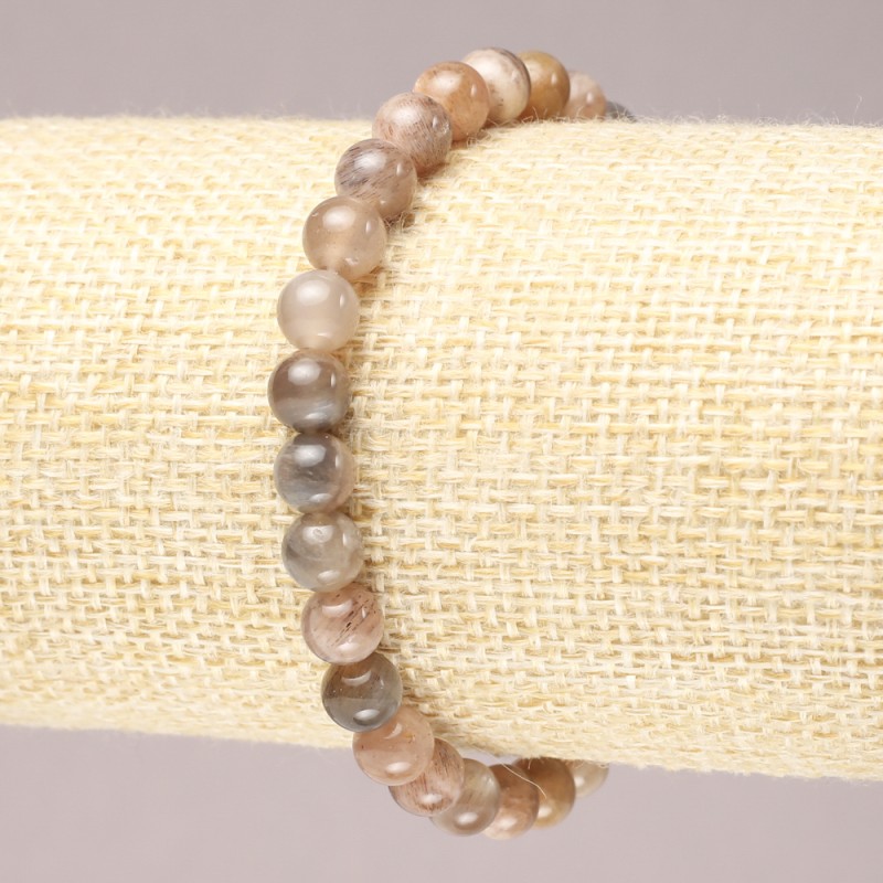 Pulsera elástica de selenita con bolas lisas, diámetro 6 mm+
