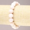 Pulsera elástica de ópalo rosa con bolas lisas, diámetro 10 mm