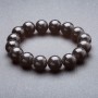 Pulsera elástica negra de ágata, cuentas lisas de 12 mm