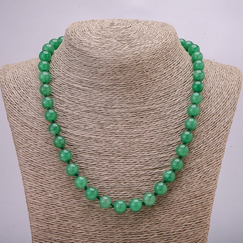 Collar de nefrita natural, cuentas lisas de 10 mm, longitud 45 cm +