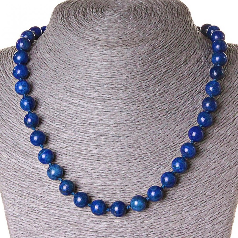 Collar de lapislázuli, cuentas de 10 mm, 45 cm de longitud