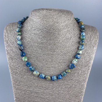 Collar de crisocola y sodalita, cuentas pulidas 8x10 mm, longitud 48 cm