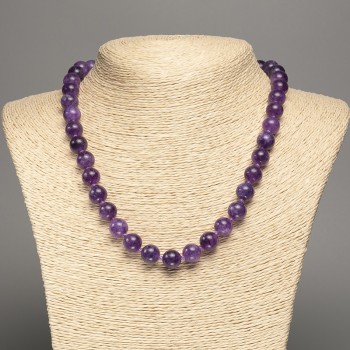 Collar de sugilita con cuentas lisas, diámetro de 10 mm ±, longitud 48 cm +