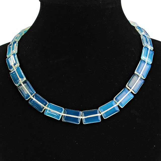 Collar de piedra lunar rectangular 15×20 mm, longitud 46 cm