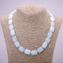 Collar de opalita sintética en forma rectangular, 13×18 mm, longitud 48 cm