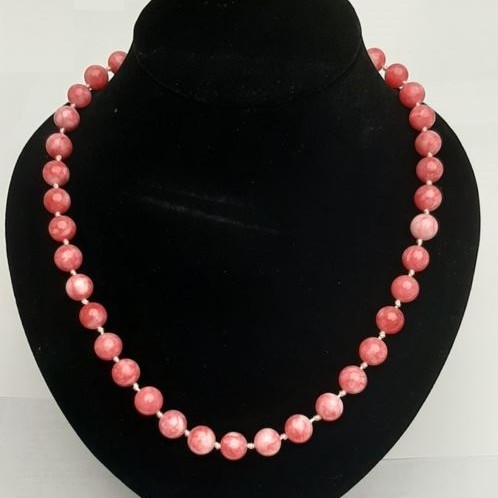 Collar de turmalina artificial, bolas lisas de 10 mm de diámetro, longitud 52 cm+