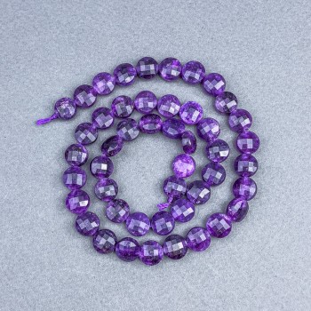 Cuentas de sugilita facetadas en forma de moneda, diámetro 8×5 mm, 5 mm ± en hilo, longitud 38 cm+