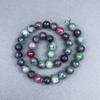 Cuentas de zoisita natural facetadas, bola de 10 mm ± en hilo, longitud 39 cm+