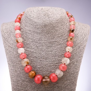 Collar de calcedonia de piedra natural en rondeles que aumentan de tamaño, diámetro 10×6 mm – 19×14 mm, longitud 45 cm